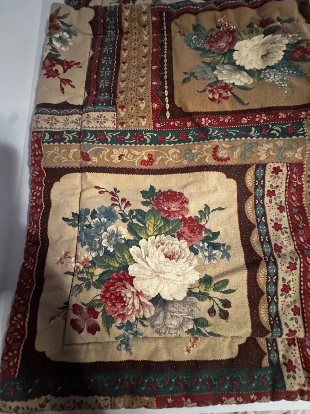 Lot of Two Floral Brown Standard Size Quilted Country Core Themed Pillow Shams